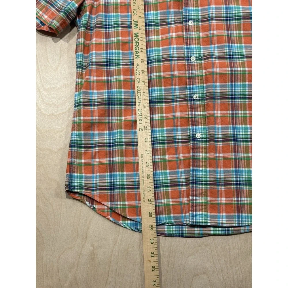 Polo Ralph Lauren Oxford Classic Fit Bright Plaid Shirt Mens Medium Flesh Pony
